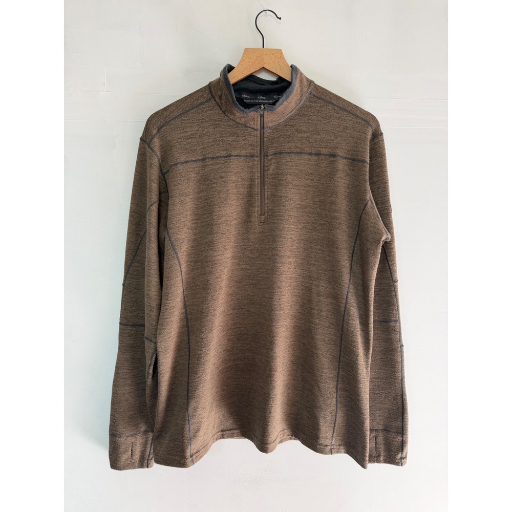 KUHL Mens Brown Revel 1/4 Zip Pullover Sweater Large Heathered Outdoor Hiking